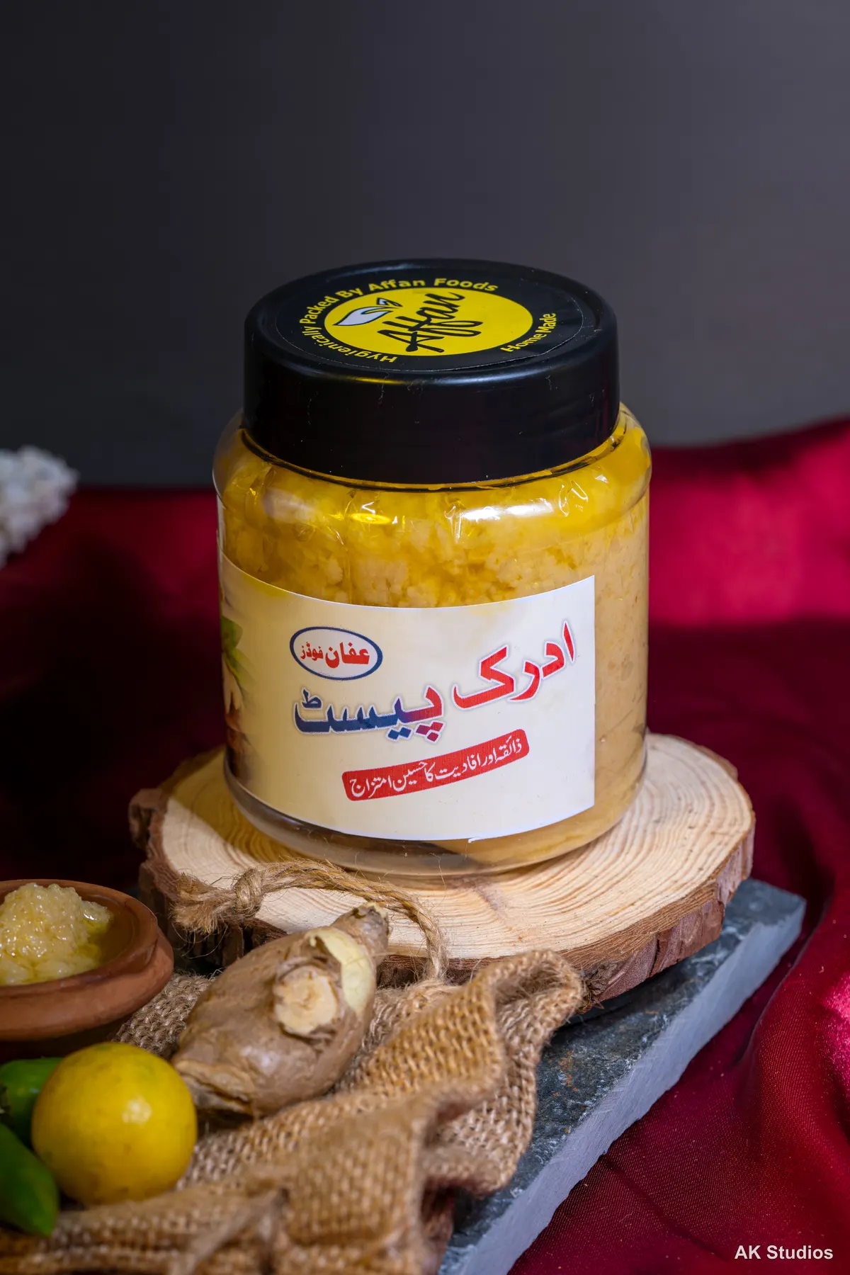 Adrak paste jar product photography for Afaan Foods