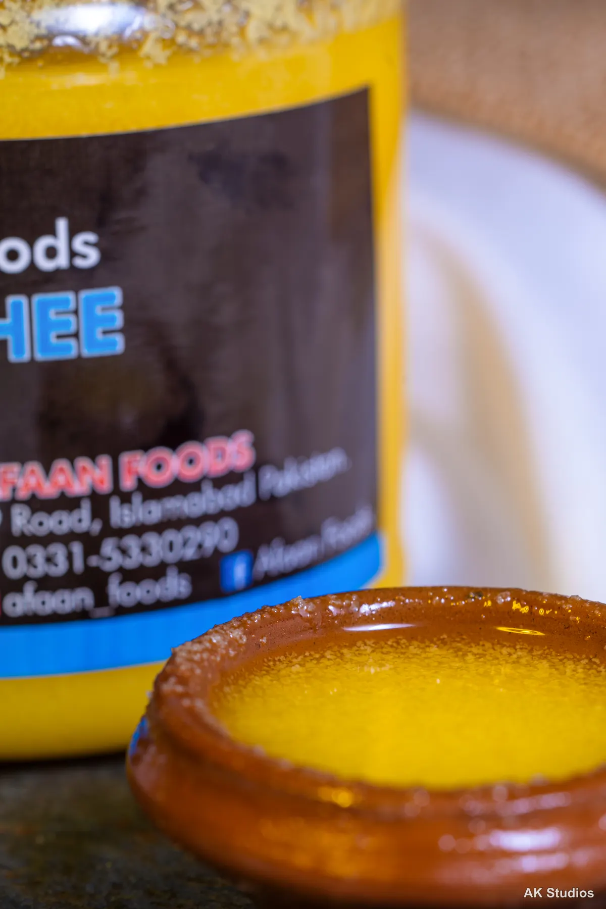 Desi ghee product photography detail shot