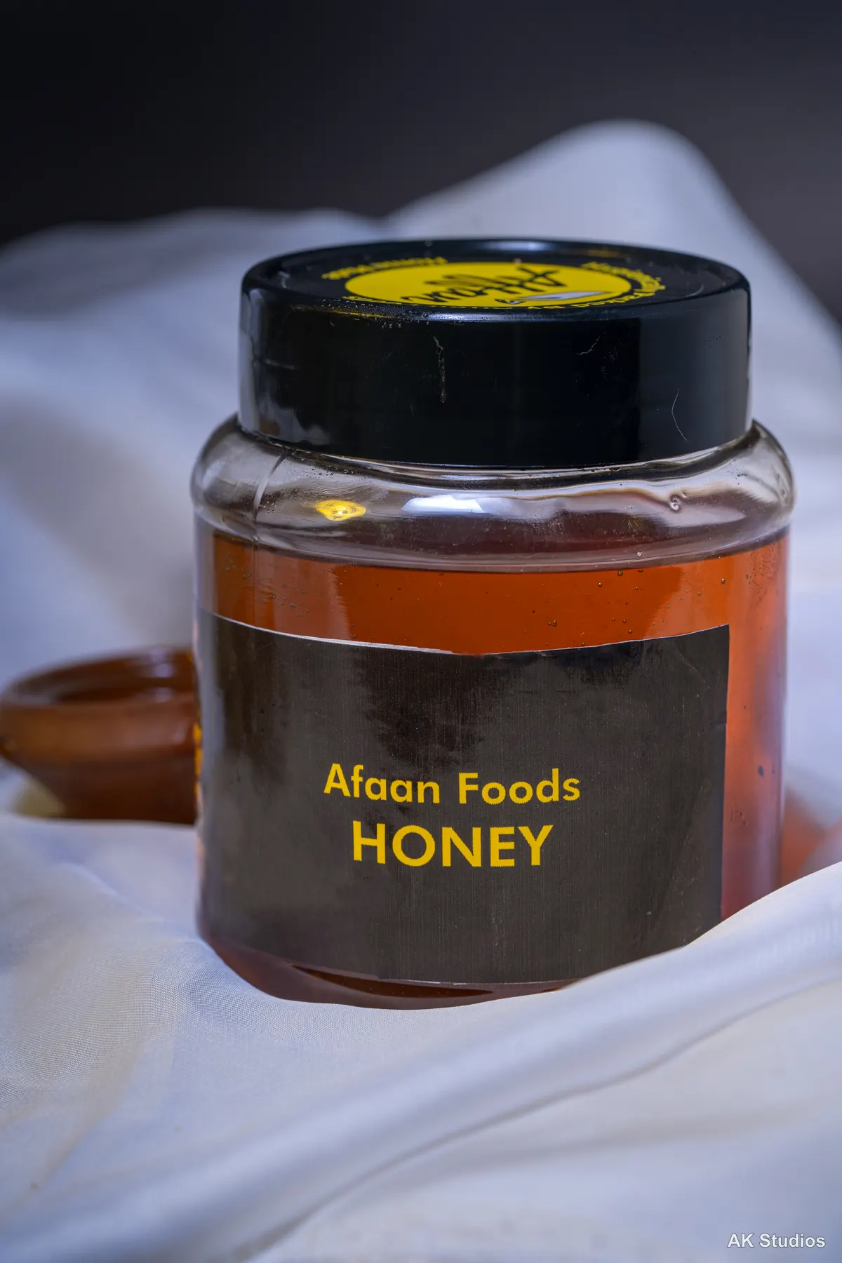 Honey jar product photography for Afaan Foods